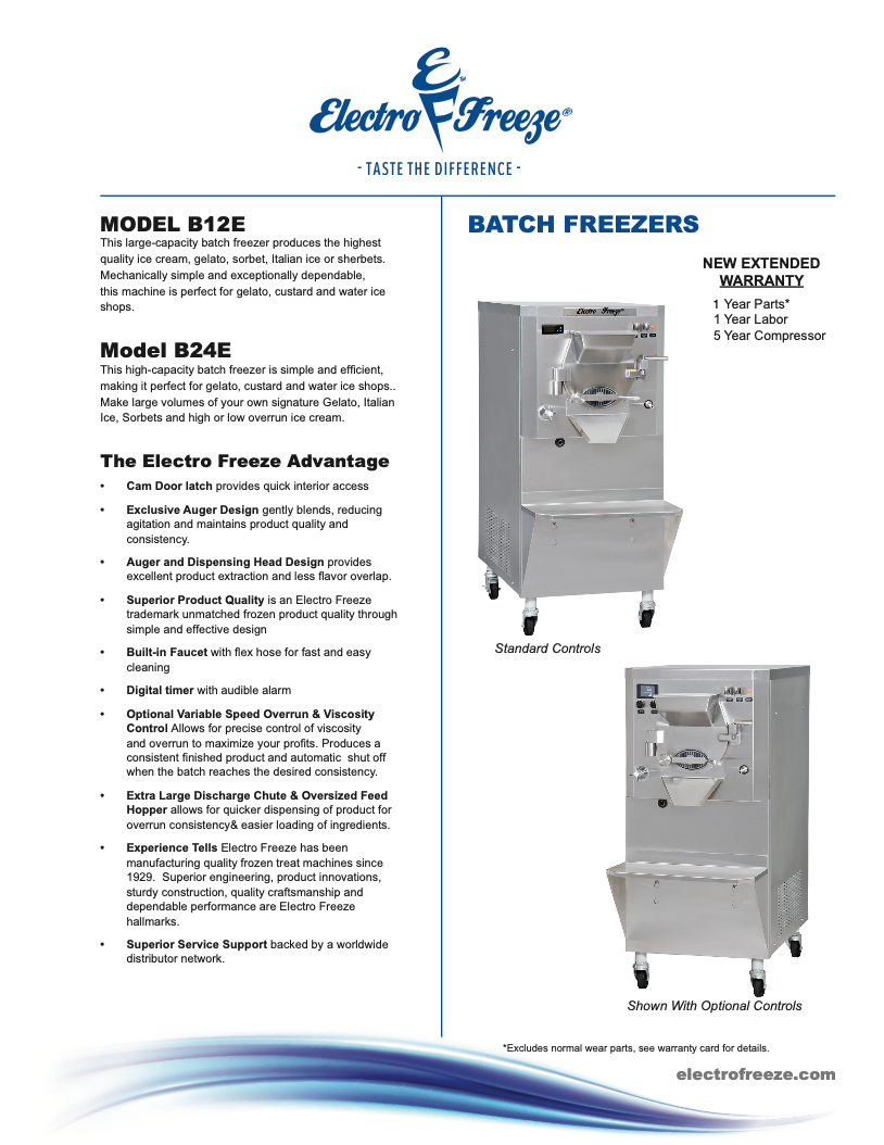 B12E 12 Quart Large Capacity Batch Freezer