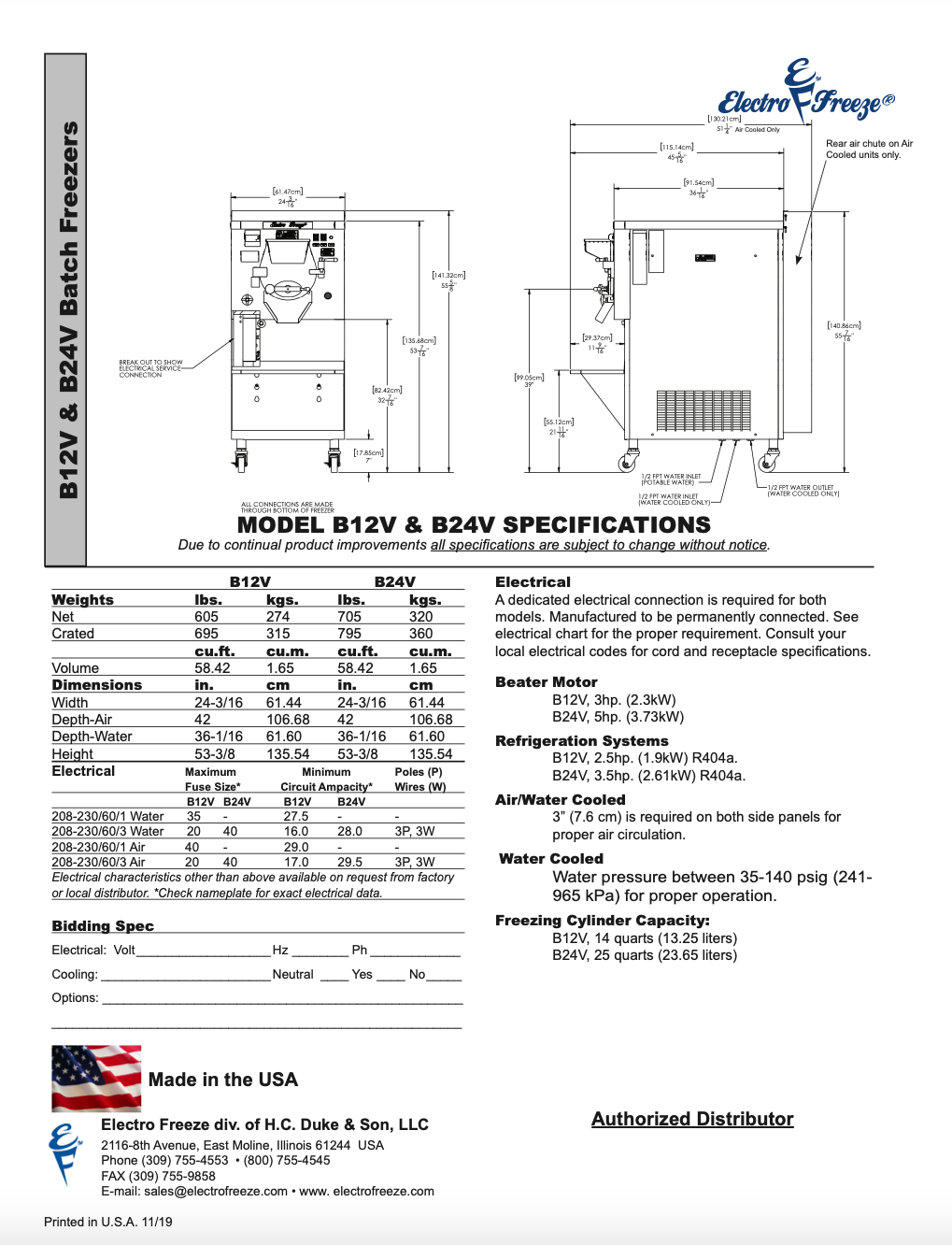 B24V 26 Quart Batch Freezer - High Capacity Batch Freezer