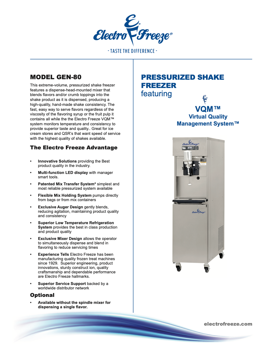 GEN-80 Genesis Series Pressurized Shake Freezer