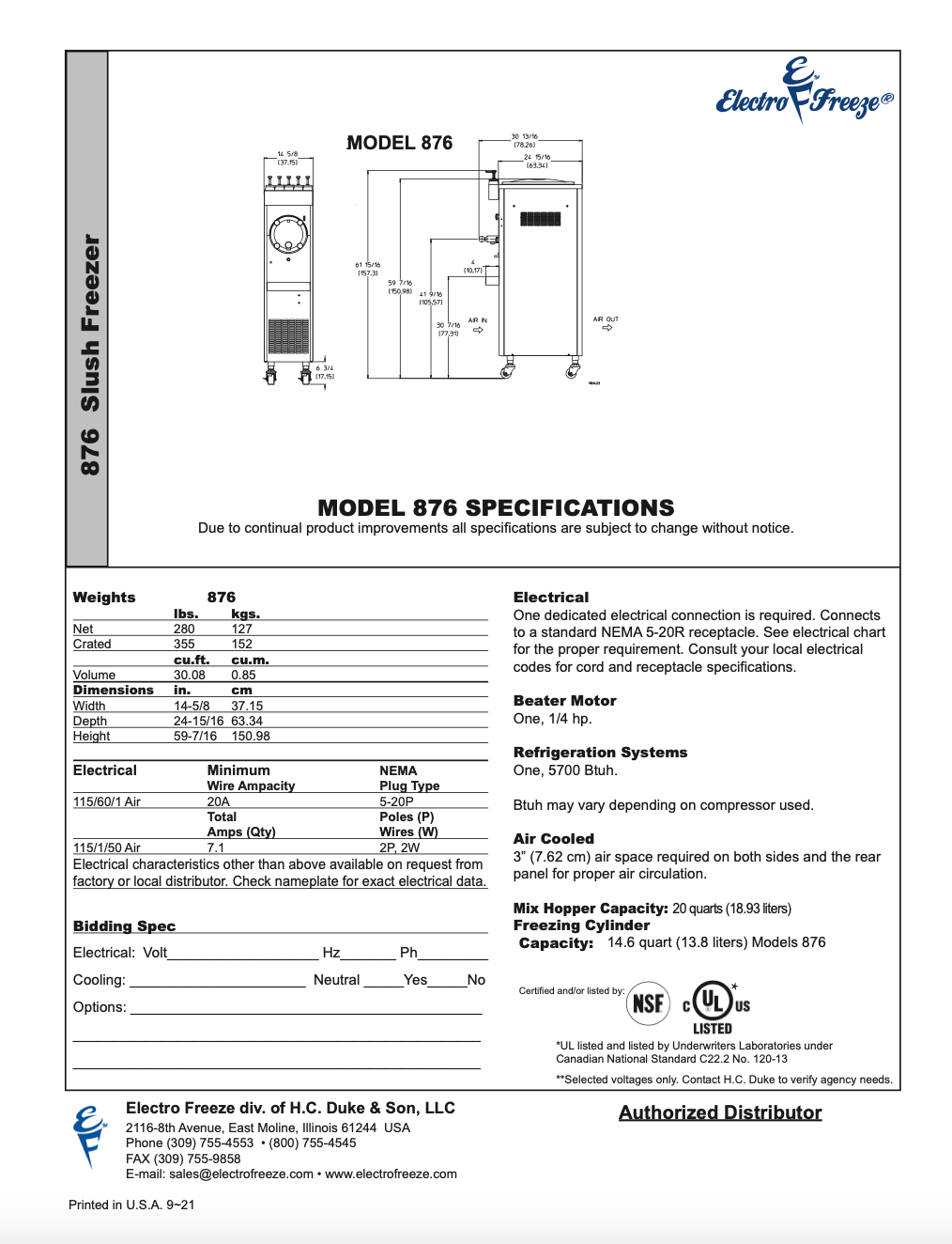 876 High Capacity Floor Model Slush/Cocktail Freezer