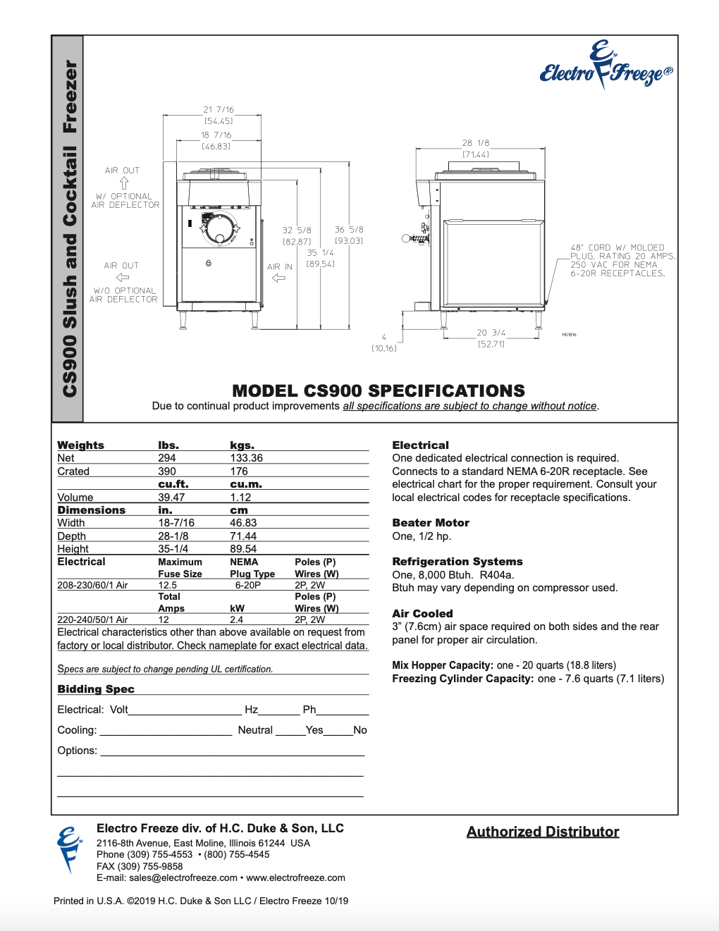 CS900 High Capacity Frozen Beverage Freezer