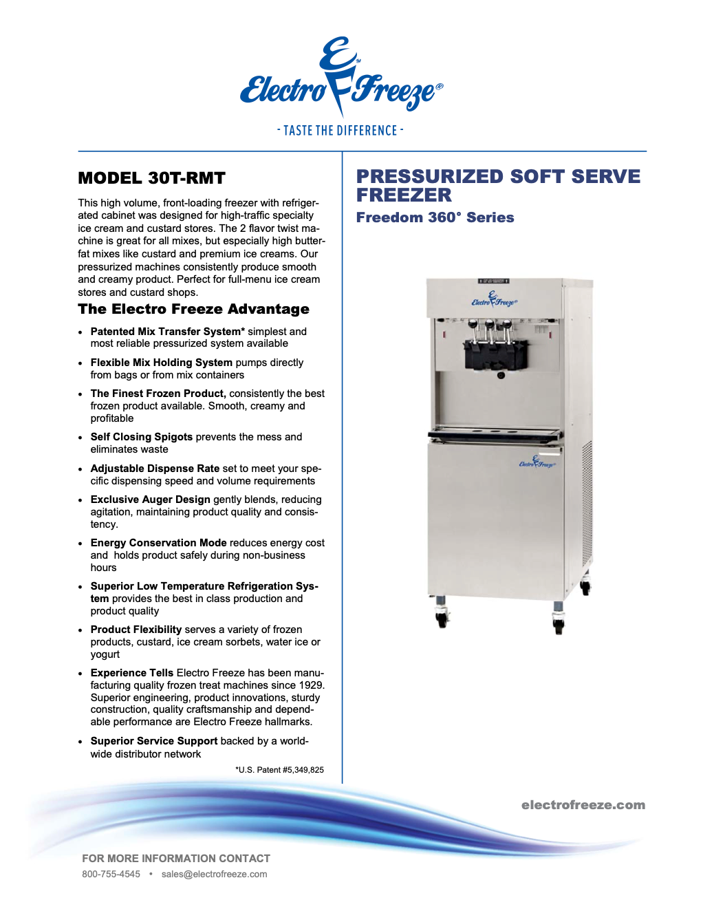 30T-RMT Pressurized High Capacity Twist Soft Serve Freezer w/ Mix Transfer System